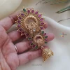 Red and Green Stone Jhumka Hangging Jadabilla