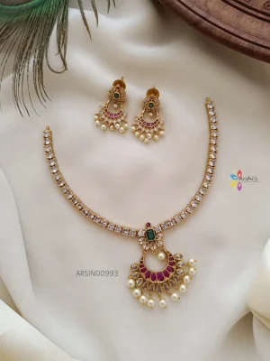Chandbali Pendant AD Stone Necklace
