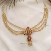 Temple and Peacock Hair Brooch with Pearl Chain