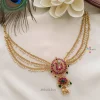Peacock Kemp Stone Hair Brooch with Pearl Chain