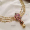 Peacock Stone Hair Brooch with Pearl Chain