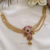 Leaf Design Stone Hair Brooch with Gold Bead Chain
