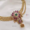 Leaf Design Stone Hair Brooch with Gold Bead Chain