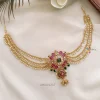 Leaf Design Stone Hair Brooch with Pearl Chain