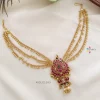 Dual Peacock Kemp Hair Brooch with Gold Bead Chain