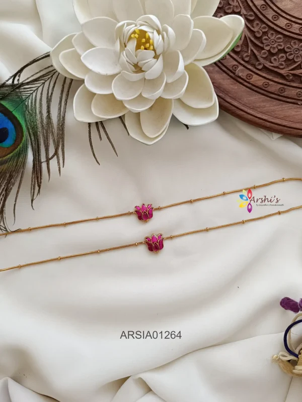 Double Lotus Design Kemp Stone Anklets