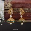 Peacock Design Pearl Drop Jhumka