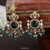 Victorian Green Stone with Bead Earrings