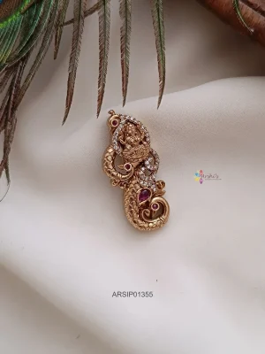 Temple Lakshmi and Peacock Saree Pin