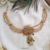 Flower Design Hair Brooch with Pearl Chain