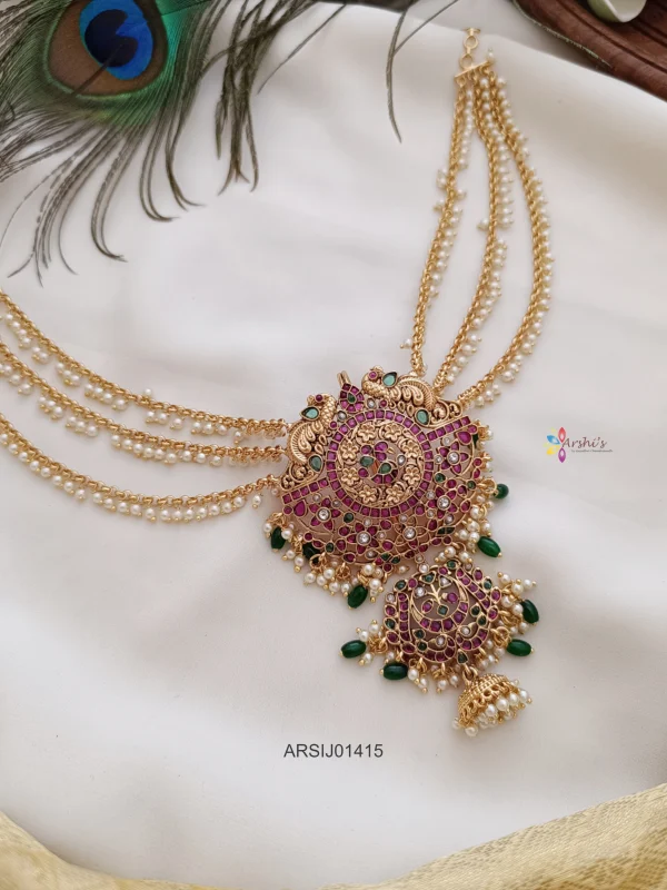 Imitation Hair Brooch with Pearl Chain