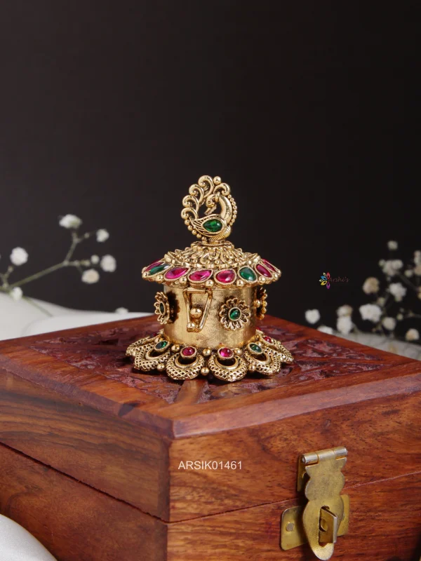 Traditional Peacock Kumkum Box