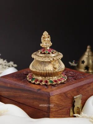 Temple Red and Green Kumkum Box