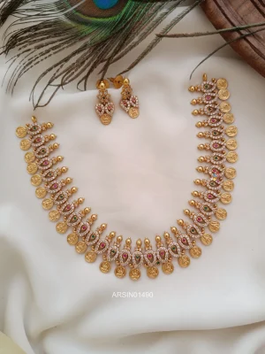 Lakshmi Coin and Mango Design Necklace