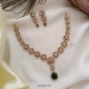 Emerald Pendant AD Stone Necklace