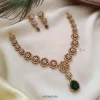 Emerald Pendant AD Stone Necklace