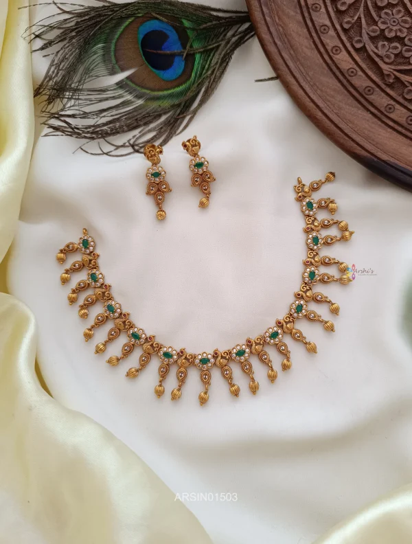 Peacock Design Emerald Stone Necklace