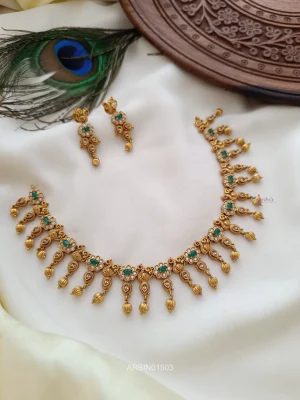 Peacock Design Emerald Stone Necklace