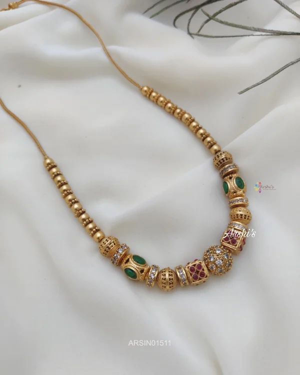 Trendy Antique Gold Ball Necklace